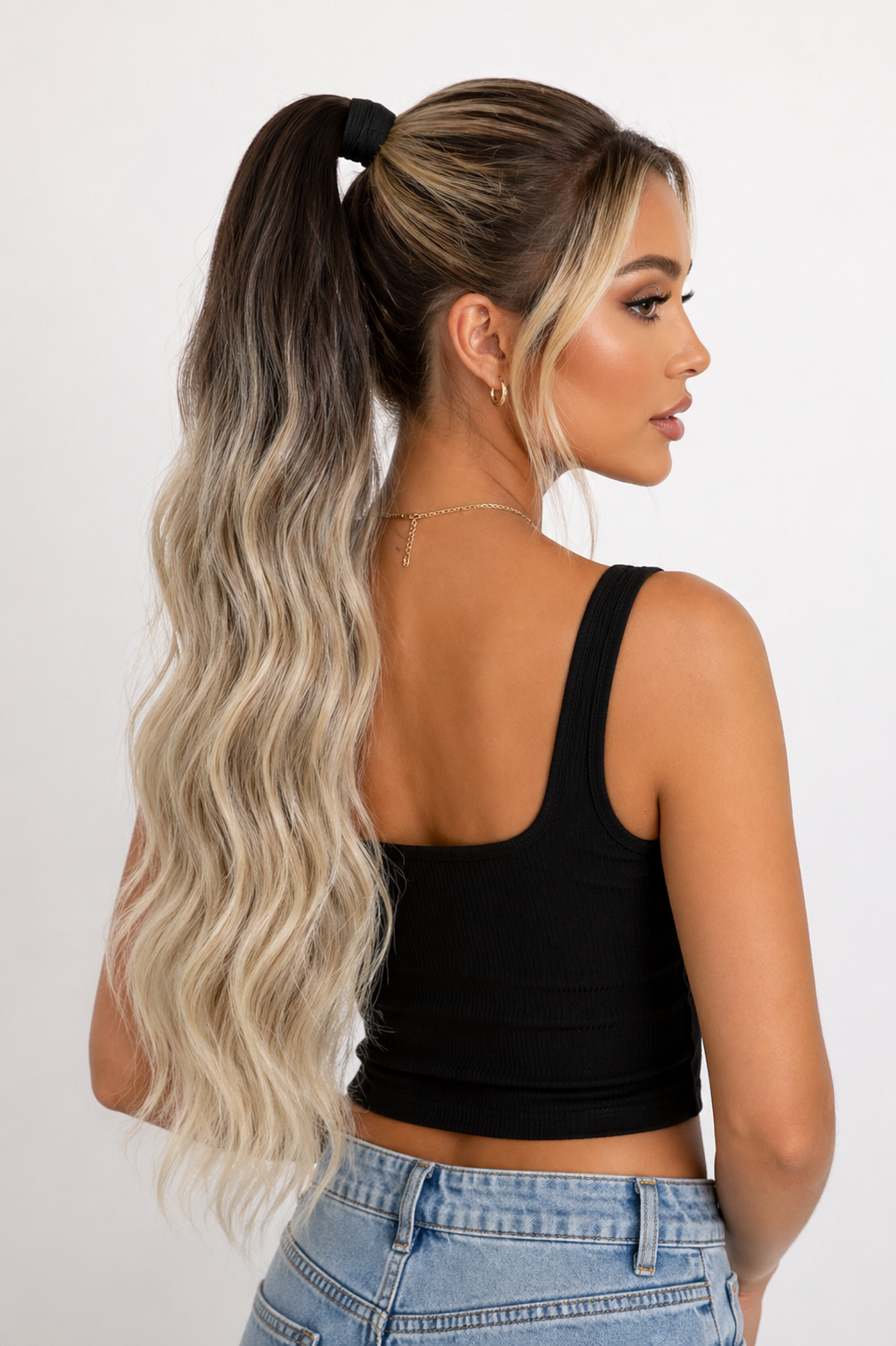 Claw Ponytail Extension 60.96 Cm Water Wave Big Wavy Curly Clip In Hair Extensions