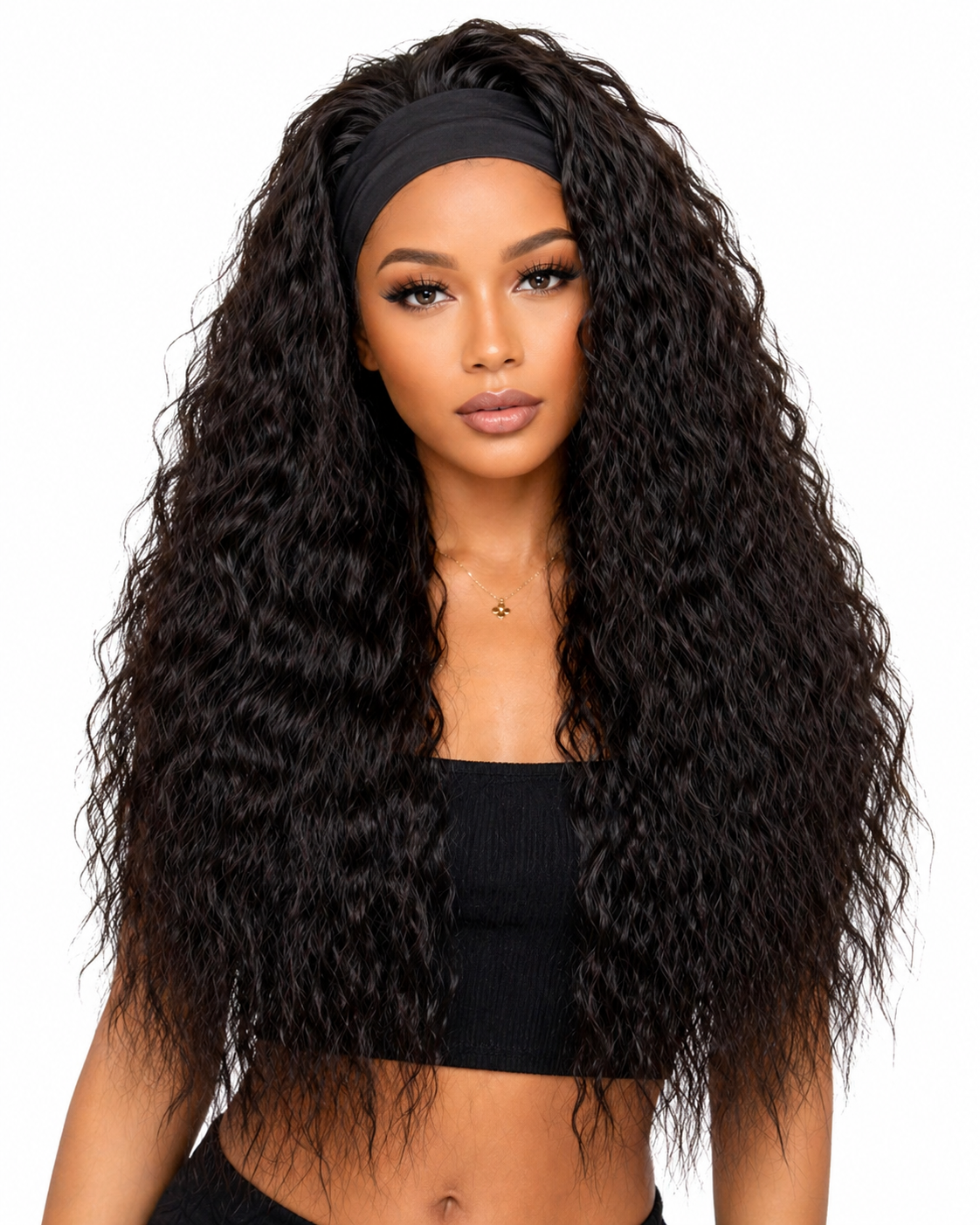 Dark brown headband human hair