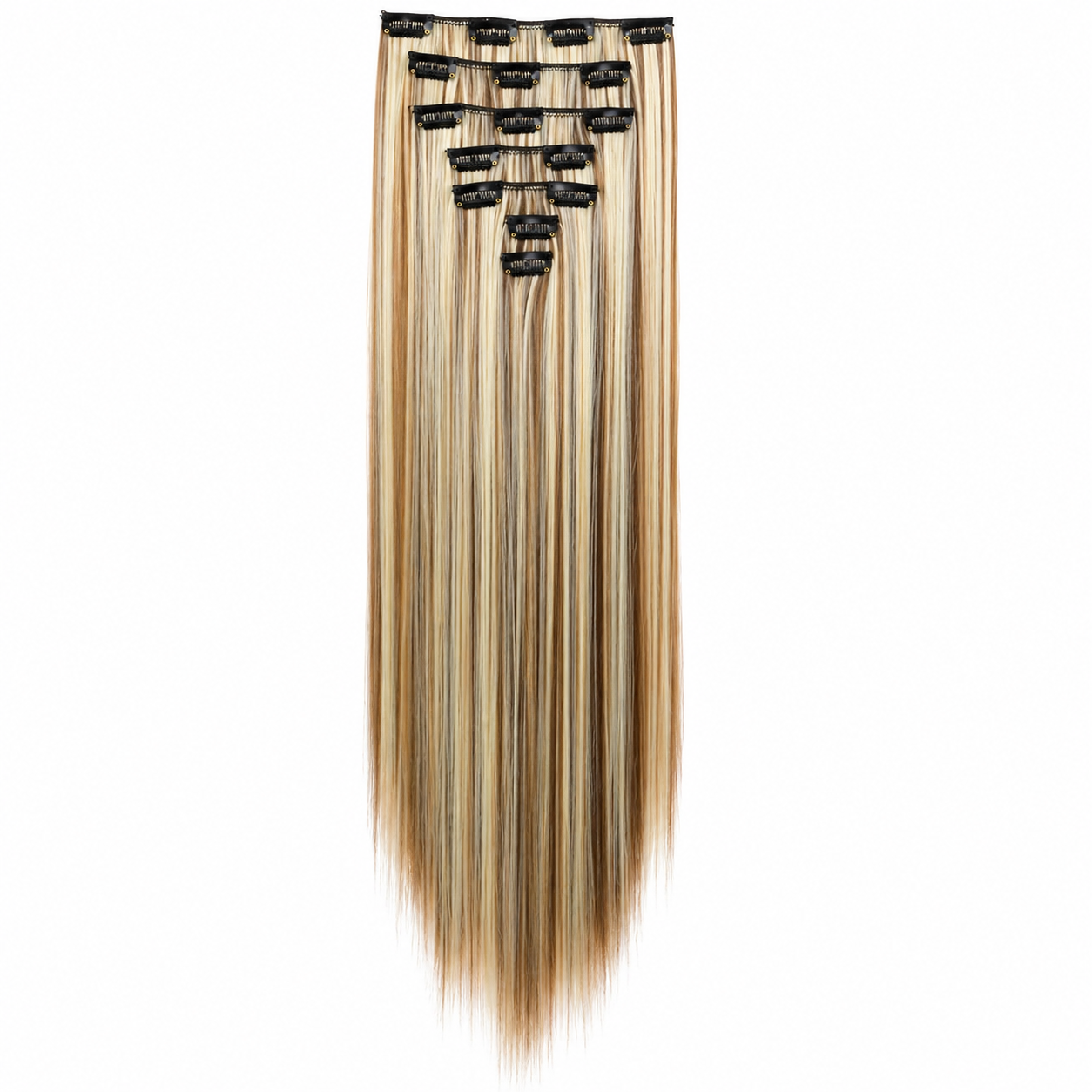 Clip In Hair Extensions - 24" - Synthetic -7Pc -16 Clips - Straight