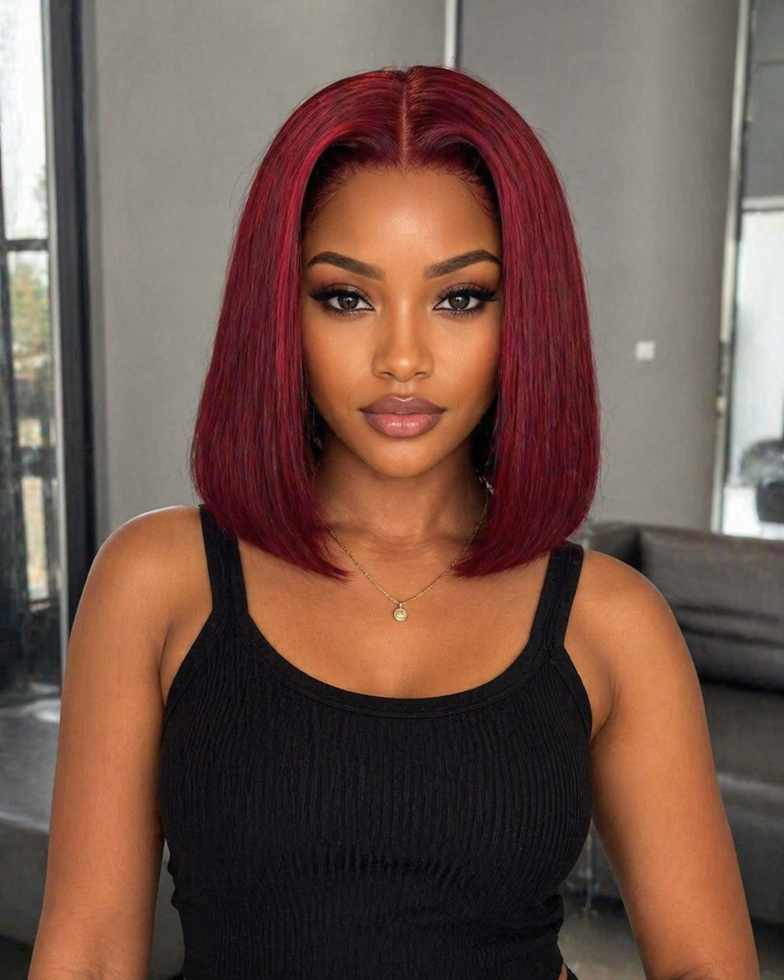 Burgundy Lace Front Human Hair Wig