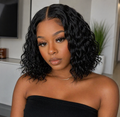 10 Inch Brazilian Deep Wave Curly Bob Wig 4x4 Glueless Lace Closure Wig