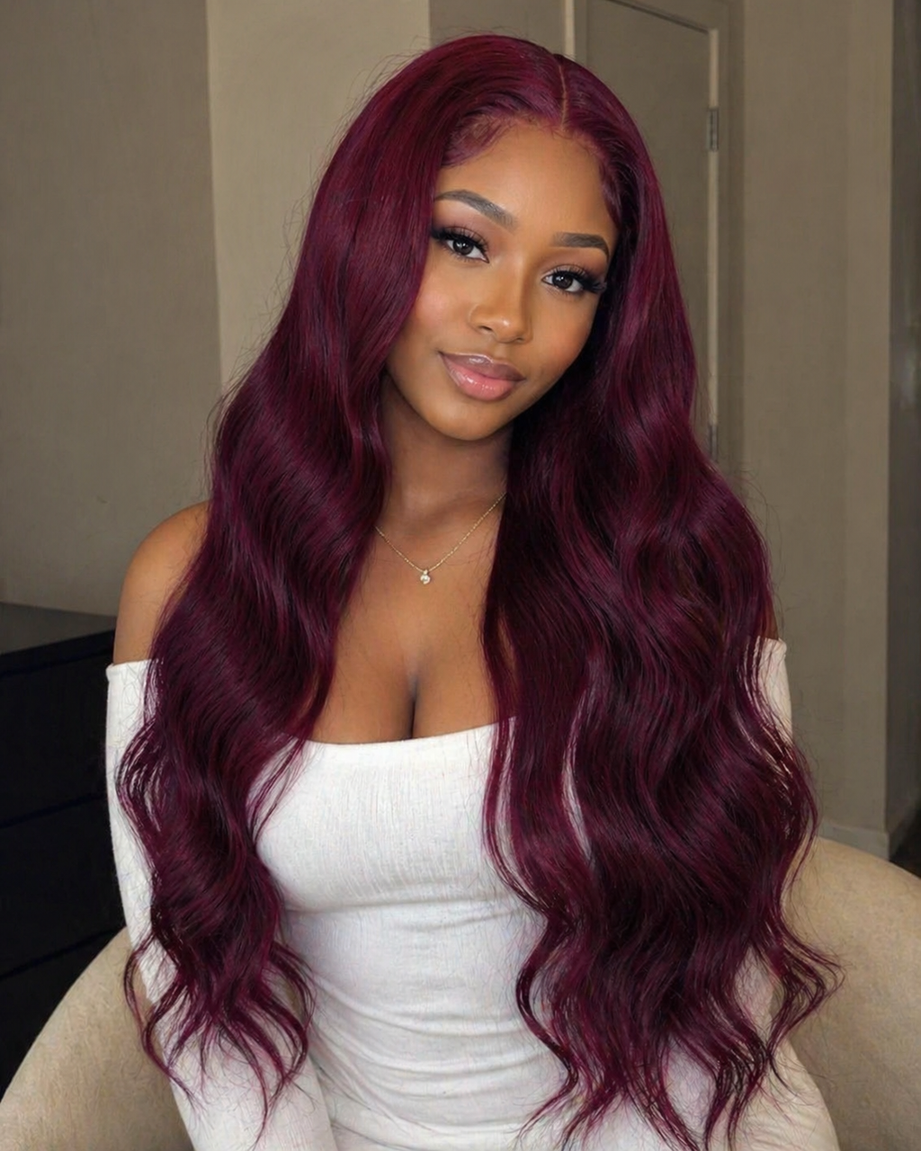 Burgundy Lace Front Wig - Human blend
