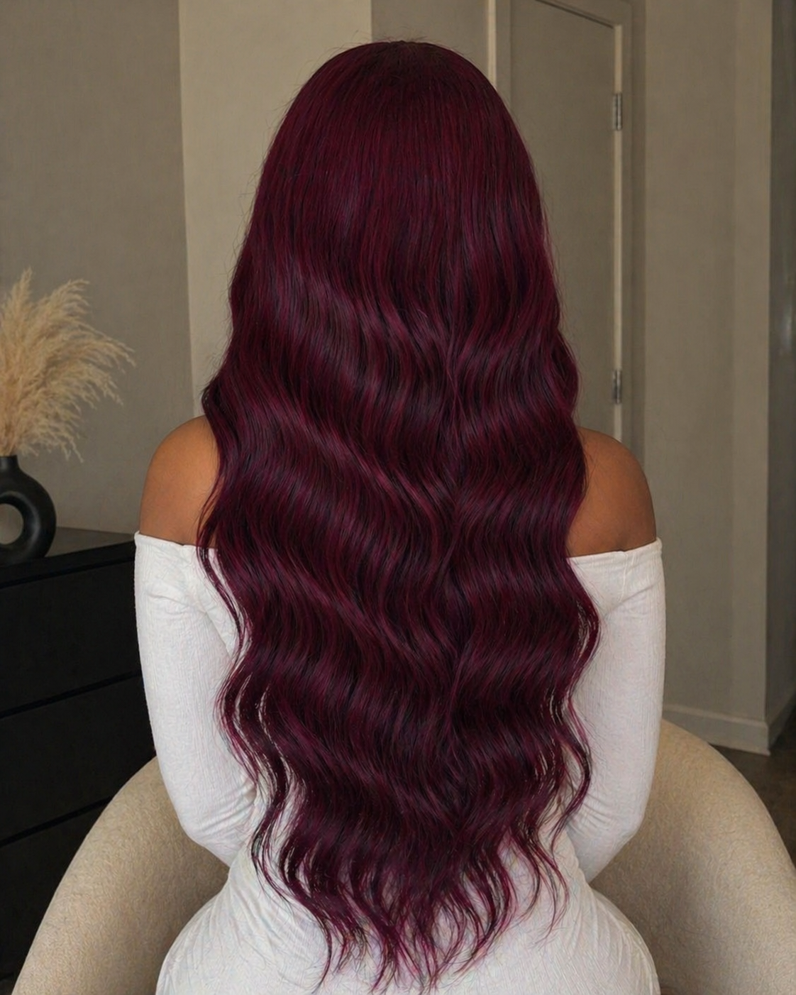 Burgundy Lace Front Wig - Human blend