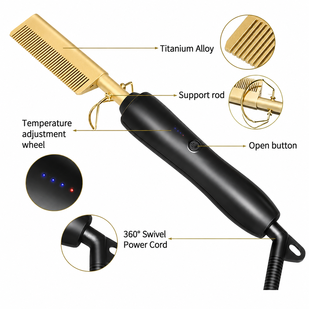 Hot Comb - Electric Straightening Hot Comb for Hair and Wigs
