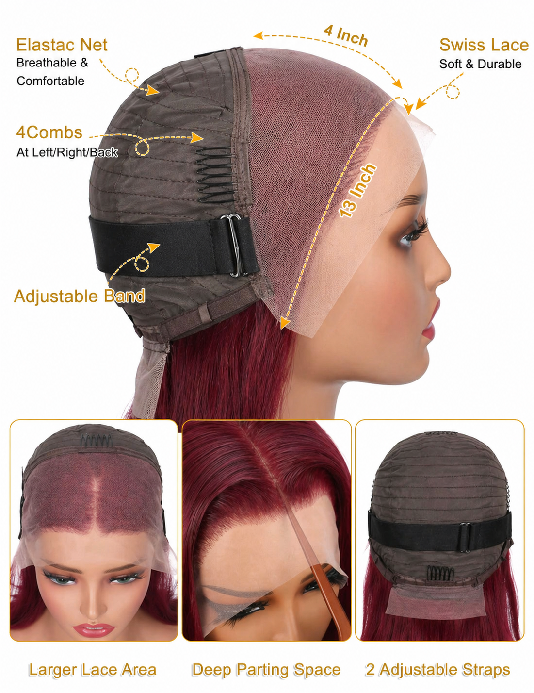 Burgundy Lace Front Human Hair Wig