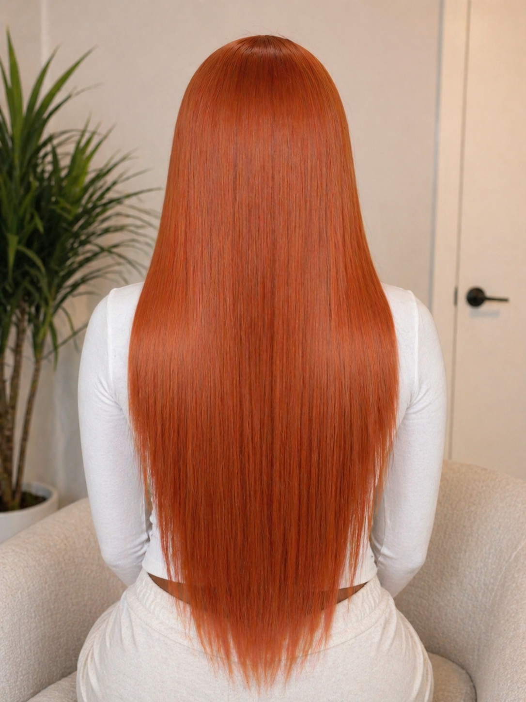 Dark Orange Long Lace Front Wig