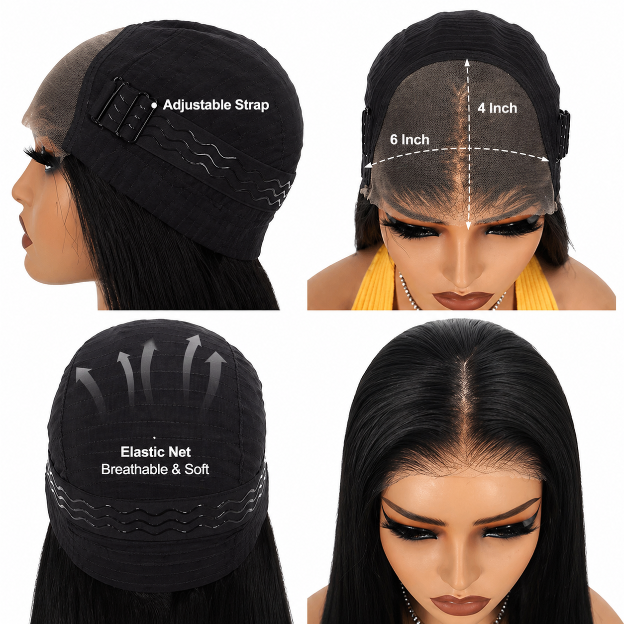Elegant Black Straight Lace Front Wig (human blend)